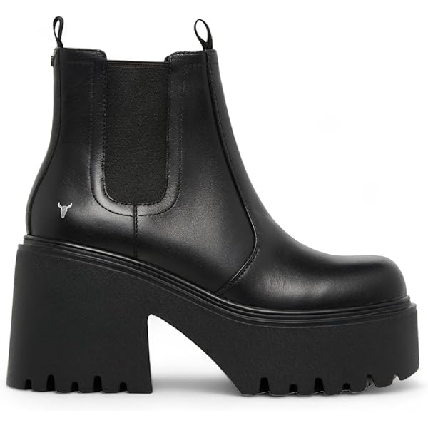 Amazon.com | Windsorsmith Womens Black Leather Platform Ankle Punk